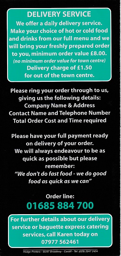 Menu of Baguette Express Aberdare